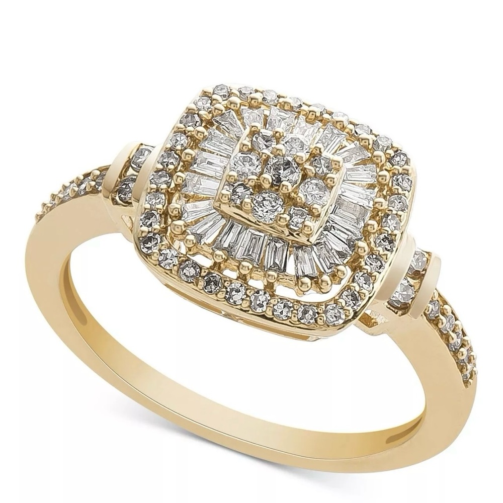 Macy’s Diamond Vintage-Inspired Ring (1/2 ct. t.w.) in 14k Yellow Gold